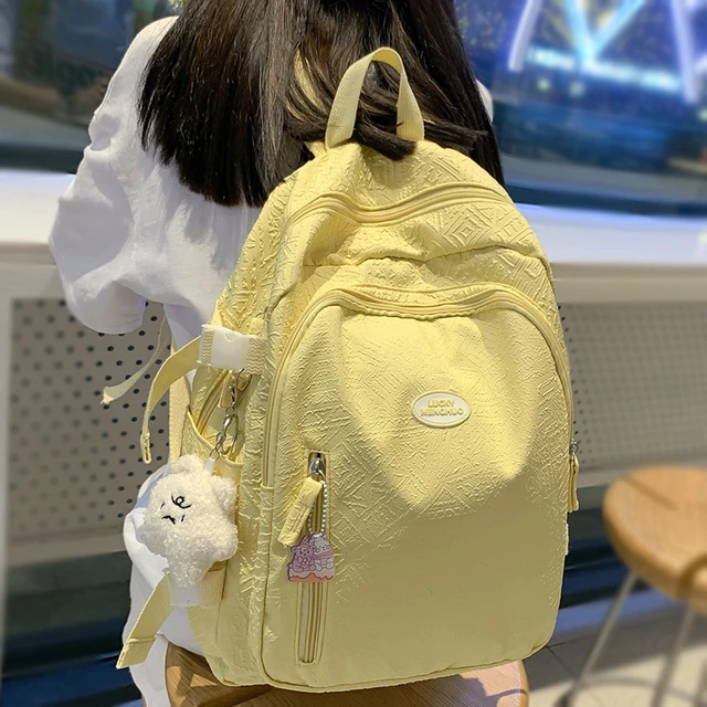 Mulheres na moda amarelo saco de escola portátil menina viagem kawaii livro  mochila moda senhora lazer feminino bonito mochila faculdade novo -  AliExpress