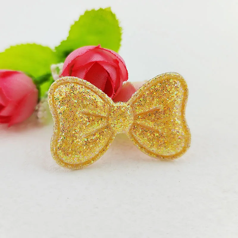 100Pcs 4X 2,5 CM Glitter Stoff Bowknot Applikationen Für Kleidung Hut Nähen Liefert DIY Headwear Haar Clip Bogen Decor patches – Detail 7