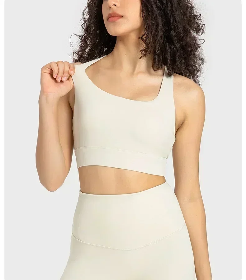 Lemon High End Nylon Back Open Workout Gym Tops High Impact Padded Mid Support Sport Bras Full Coverage Brassiere Women Clothing