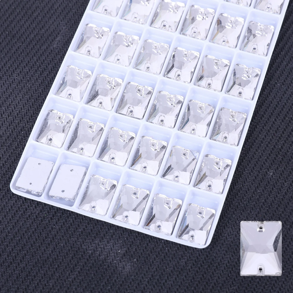 Aufnähen ab Strass Rechteckform Flatback Glas kristalle für Kleidung Brautkleider alle für Dekoration DIY – Detail 2