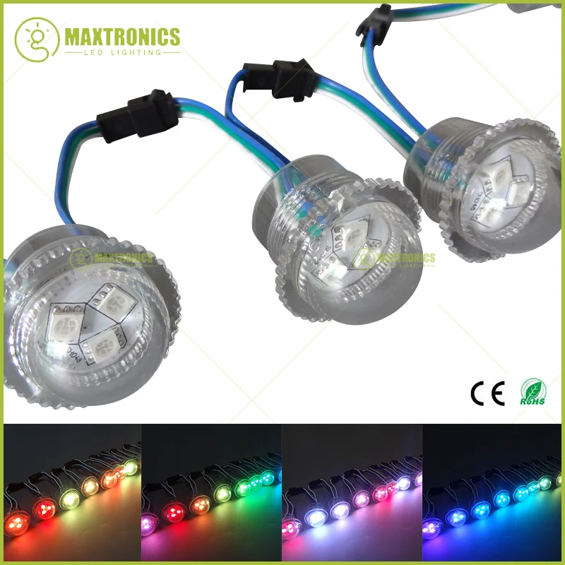

DC12V Ws2811 LED Module Diameter 26mm Transparent Cover Exposed Point Light 3Leds 5050 SMD RGB Chips Led Pixel Waterproof IP68