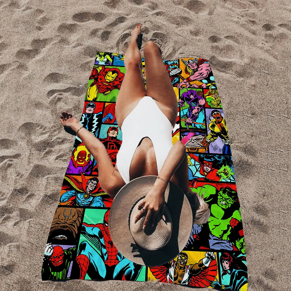 Avengers Marvel Logo Anime Beach Swimming Towel Soft Absorbent Washcloth Children's Gifts for Kids Travel Camping Gym 2