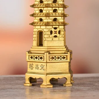 5.1''2 PACK Alloy Fengshui 9 Level Pagoda Wenchang Tower Statue Office Desk Decor Artifacts Attract Career Fame Academic Wisdom 1