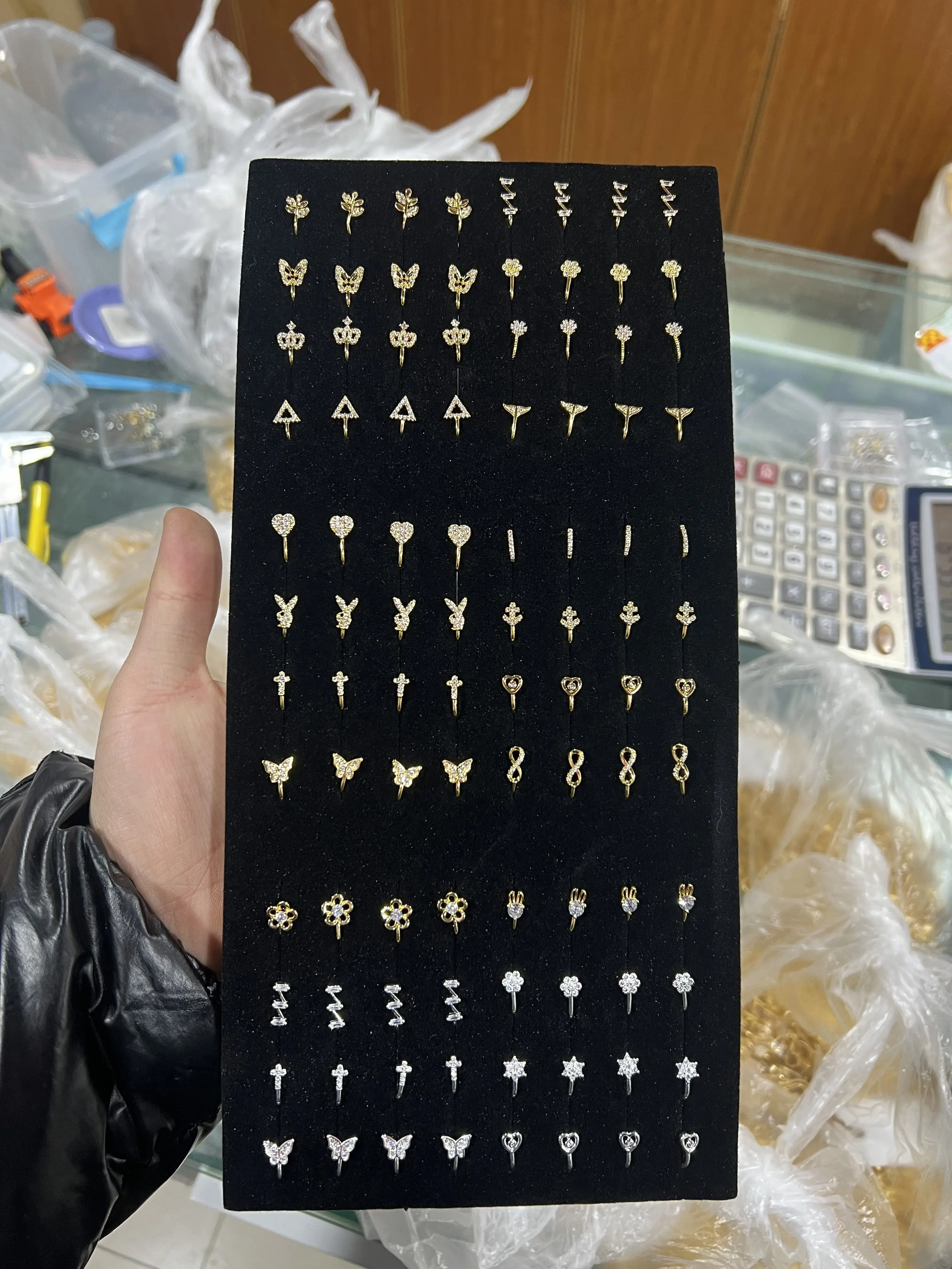 

96PCS CZ Fake Nose Ring Faux Piercing Non Piercing Jewelry Custom Wholesale