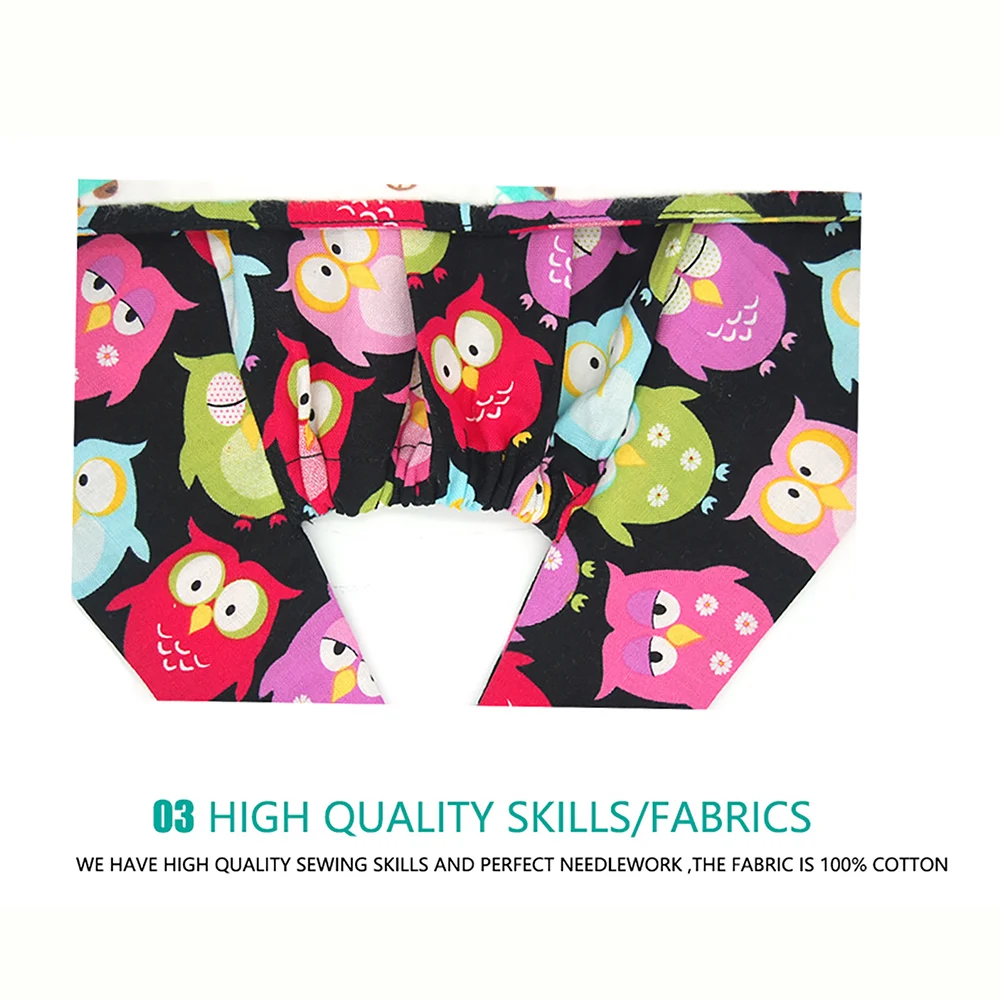 Cotton Scrub Cap for Women Men Printed Chef Dentist Working Hat Adjustable Breathable Soft Surgeon Hats