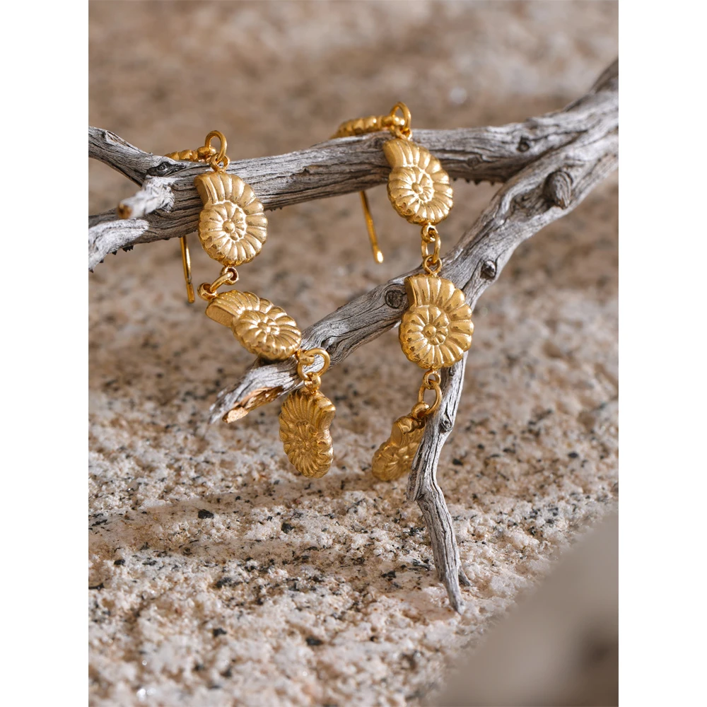 Yhpup Metal Conch Long Hanging Drop Earrings