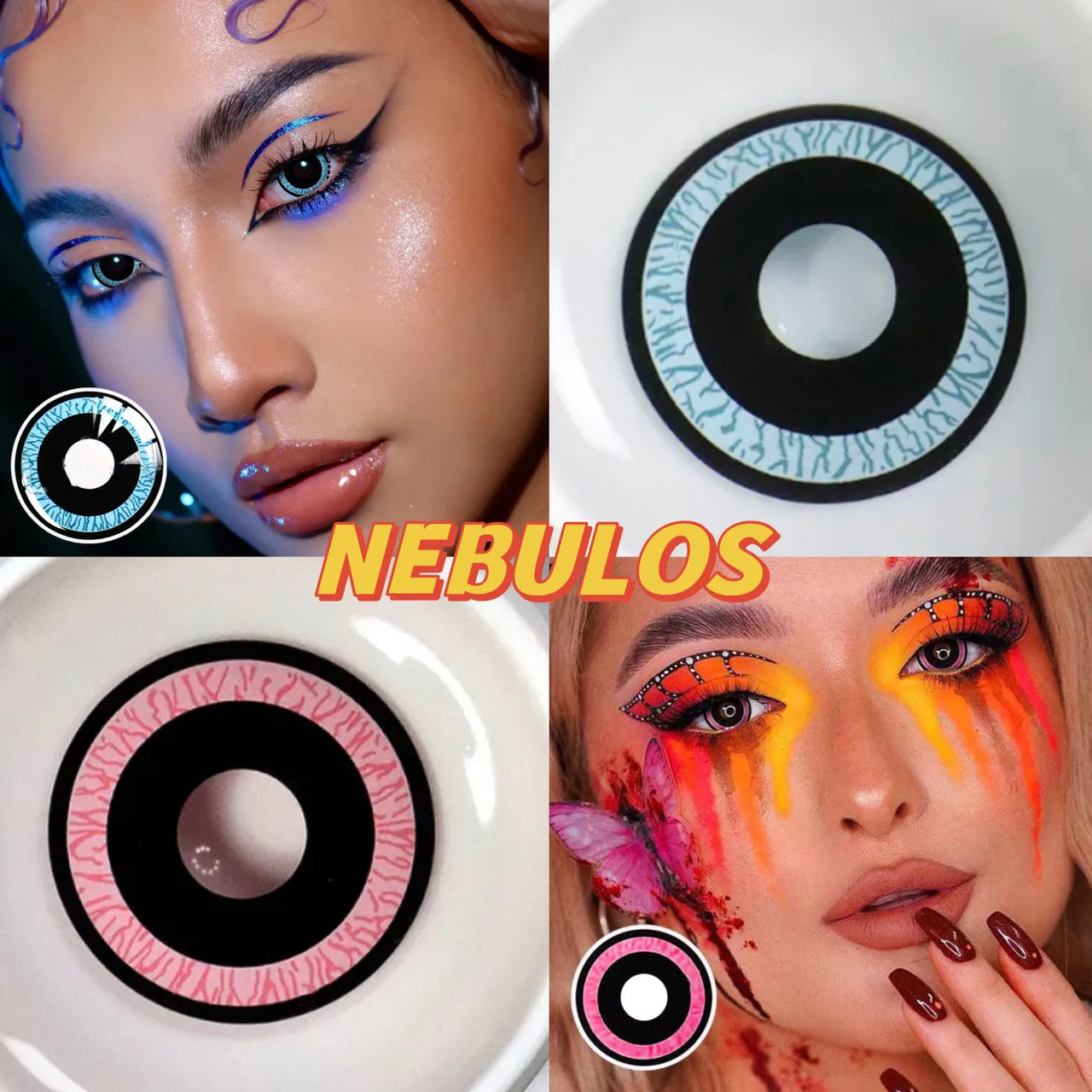 UYAAI Colored Contact Lenses Nebulos Halloween Contact Lens Yearly 1Pair Soft Beauty Makeup Pupils With Container