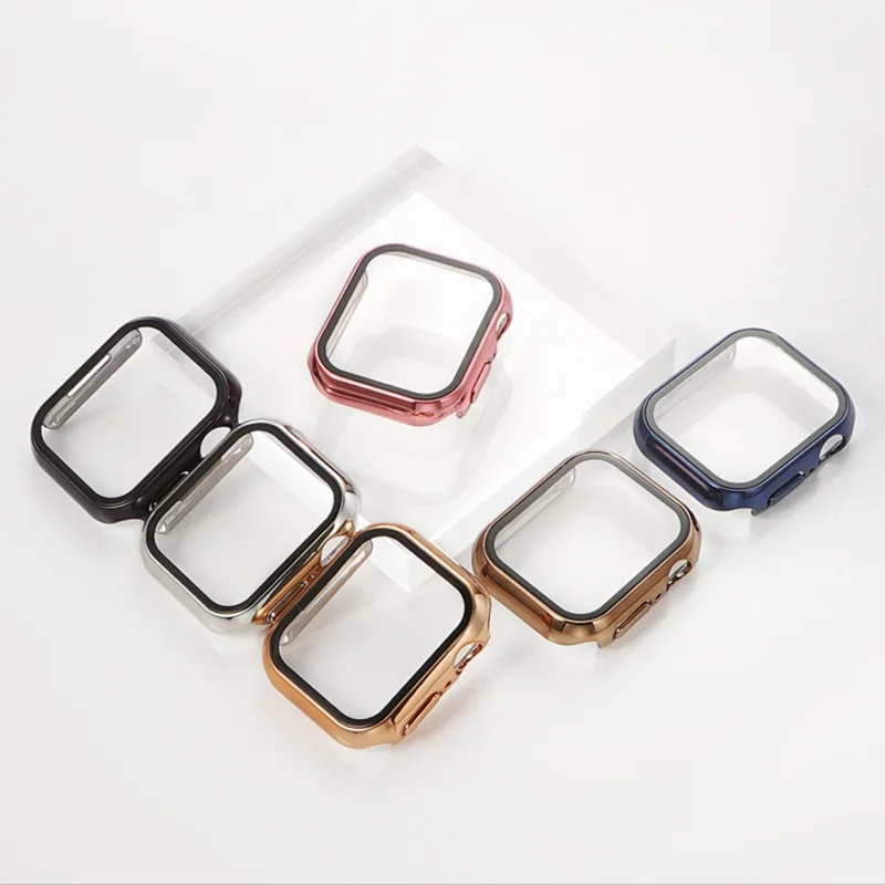 Tempered Glass + Case for Apple Watch band ultra2 44 mm 40mm PC Edge Screen Protector cover iWatch series 9 8 7 6 5 4 se 41mm 45mm apple watch screen protector case apple watch screen protector watch screen protector case watch cover watch protective case watch case watch protective cover apple watch case watch screen protector