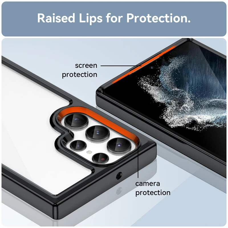 Transparent Clear Case with Anti-Fingerprint Soft Edges and Durable PC+TPU Back Cover