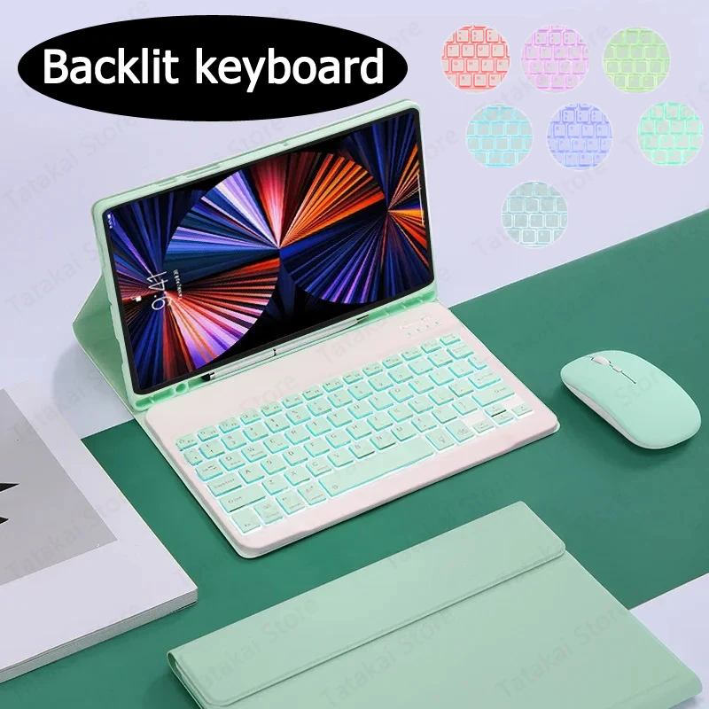 

Для Samsung Galaxy Tab S9 FE SM-X510 X516B RGB клавиатура с подсветкой для Samsung Tab S9 FE чехол 10,9 дюймов чехол с держателем для ручки