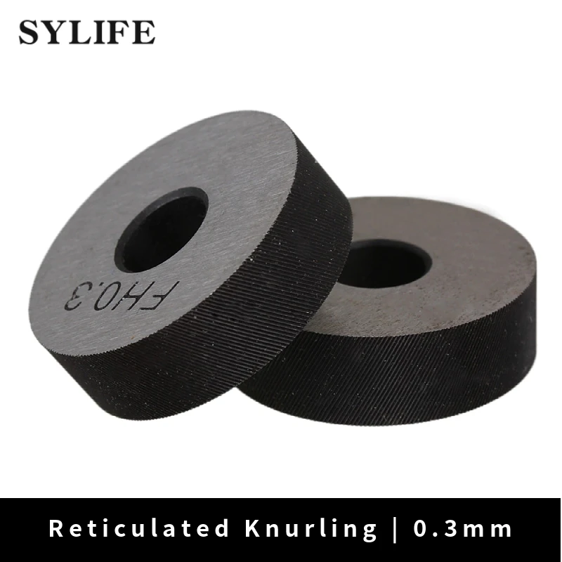 2pcs Silver Anti Slip 0.3mm Pitch Diagonal Coarse Knurl Wheel Knurling Roller
