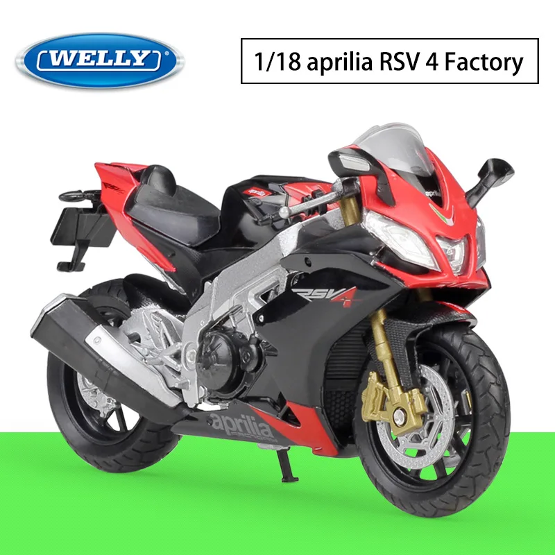WELLY 1:18 Apulia RSV4 Factory Simulation Alloy Motorcycle Model Boys Cool Cars Model Toys For Boyfriend Festive Interesting Toy