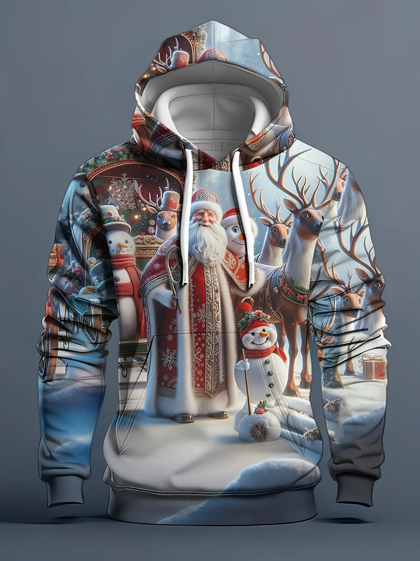 Zip Up Hoodie Sweatshirt Jacket Fleece Hoodies Print Hoodies Fashion Men's Hooded Hoodies 3D Prints Christmas Theme Sweatshirt Drawstring Sportwear Long Sleeve Tops Casual Men's Clothing