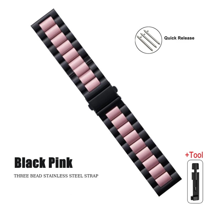 Stainless Steel Metal Watch Band, 20mm & 22mm
