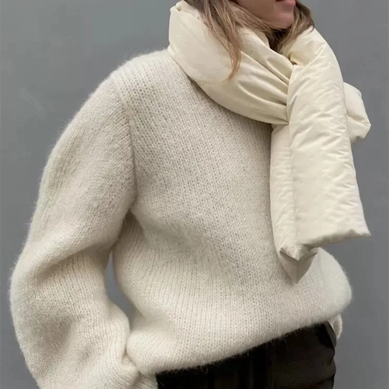 Winter Down Scarf Women Men Warm Thicken Puffy Scarf Collar Ring Thick Warm Solid Scarve Neck Warmer Stuff Scarves Echarpe Femme 2