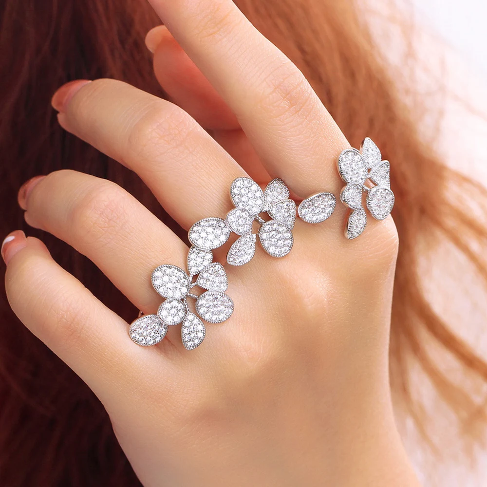 セリュールWドロップRing シルバー White Cubic Zirconia Rhodium And 18K Yellow Gold Over