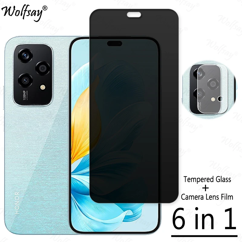 Privacy Pellicola Protettiva per Honor 200 Lite/honor x8b [2 Pezzi],Privacy Vetro Temperato,Vetro Temperato Film Anti-Spy,Durezza 9H,Antigraffio,Anti-Spia Protezione Schermo per Honor 200 Lite