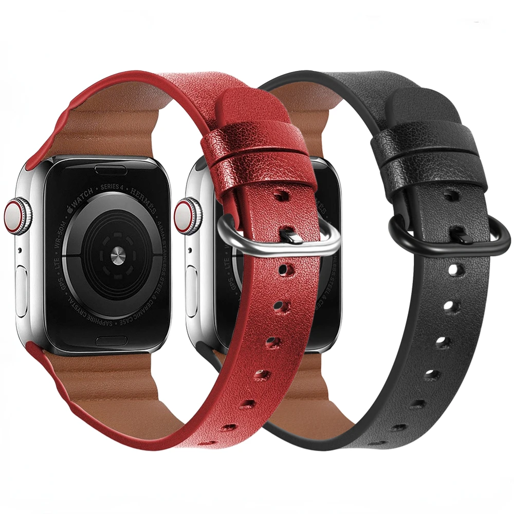 

Leather Strap for Apple Watch Band 45mm 41mm 44mm 40mm 42mm 38mm Watchband for iWatch Series 8 7 6 5 4 3 SE Ultra 49mm Bracelet