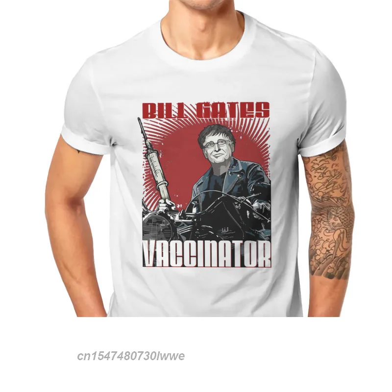 

The Vaccinator Bill Gates Parody Men Tshirt Vaccine Meme O Neck Tops 100% Cotton T Shirt Novelty Design High Quality Gift Idea