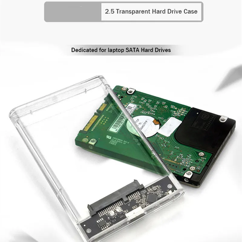 투명 외장 하드 드라이브 케이스 2.5인치 HDD SSD 케이스 마이크로-B to USB3.1 4TB 드라이브 하우징 UASP SATA III 호환 노트북용