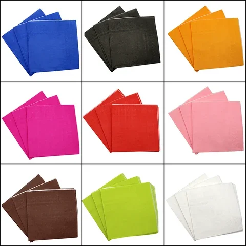 

Bulk 5 Packs 100 Pieces Disposable Napkin Solid Color Tissue Napkins Patterns Paper Tableware For Party Event Decorations