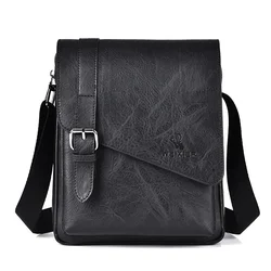 Luxury PU Leather Men's Messenger Bag - Stylish Designer Handbag - 20x6x24cm (Black)