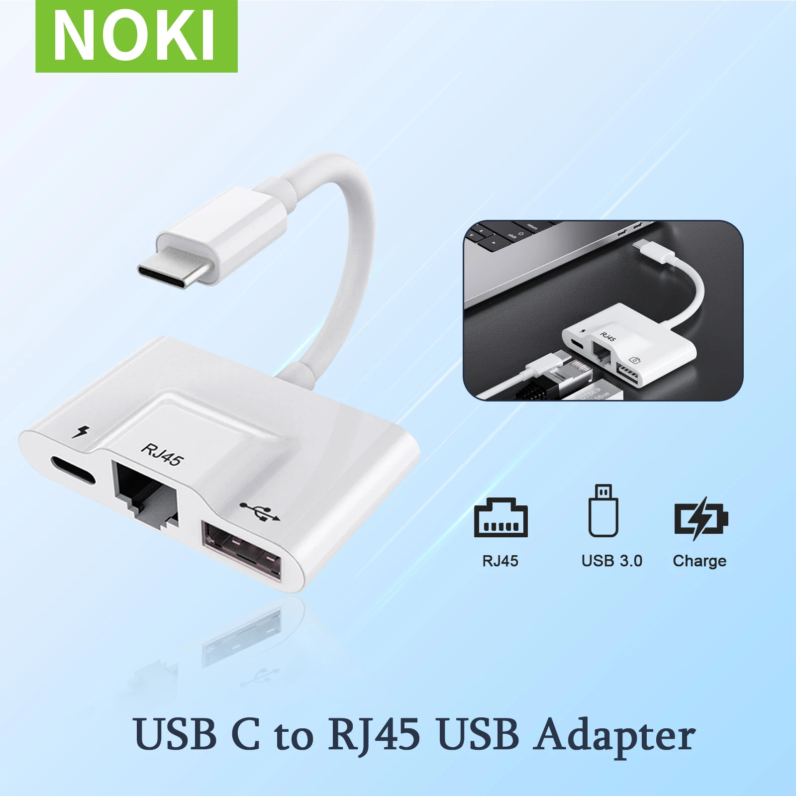 Adaptateur USB Type C vers Ethernet, câble OTG, RJ45, réseau filaire,  100Mbps, dongle LAN avec chargement pour iPad Pro, Google Pixel