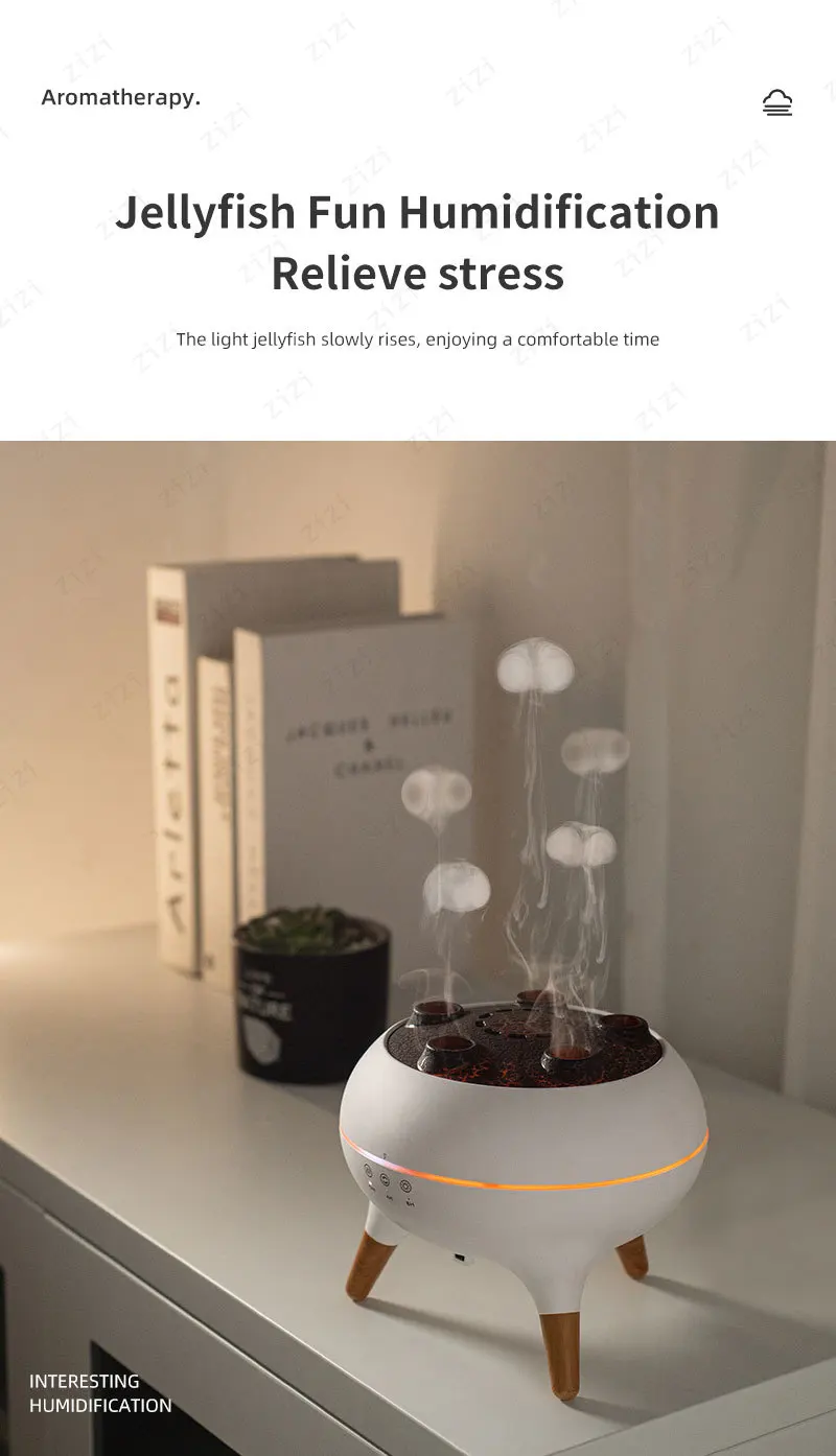 Diffuseur d'arômes humidificateur à ultrasons effet méduse_voghion.com