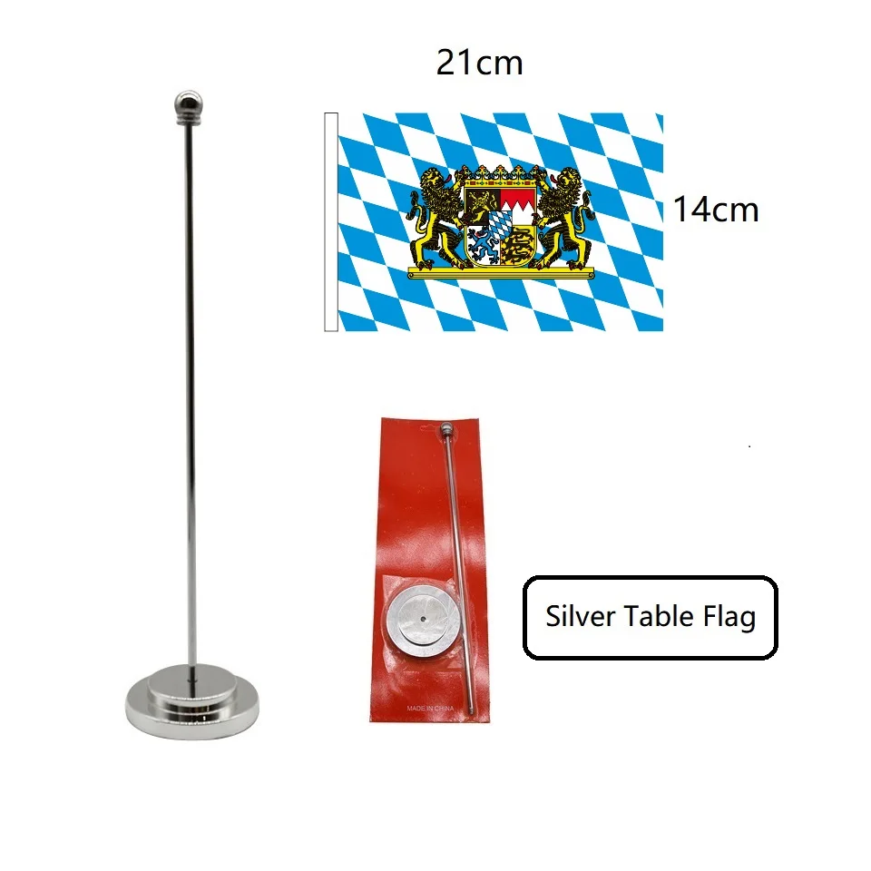 90 x 150 cm großes Bayern-Flaggenbanner, 14 x 21 cm große Bayern-Handflagge/Tischflagge für den Schreibtisch, als Heimdekoration – Detail 8