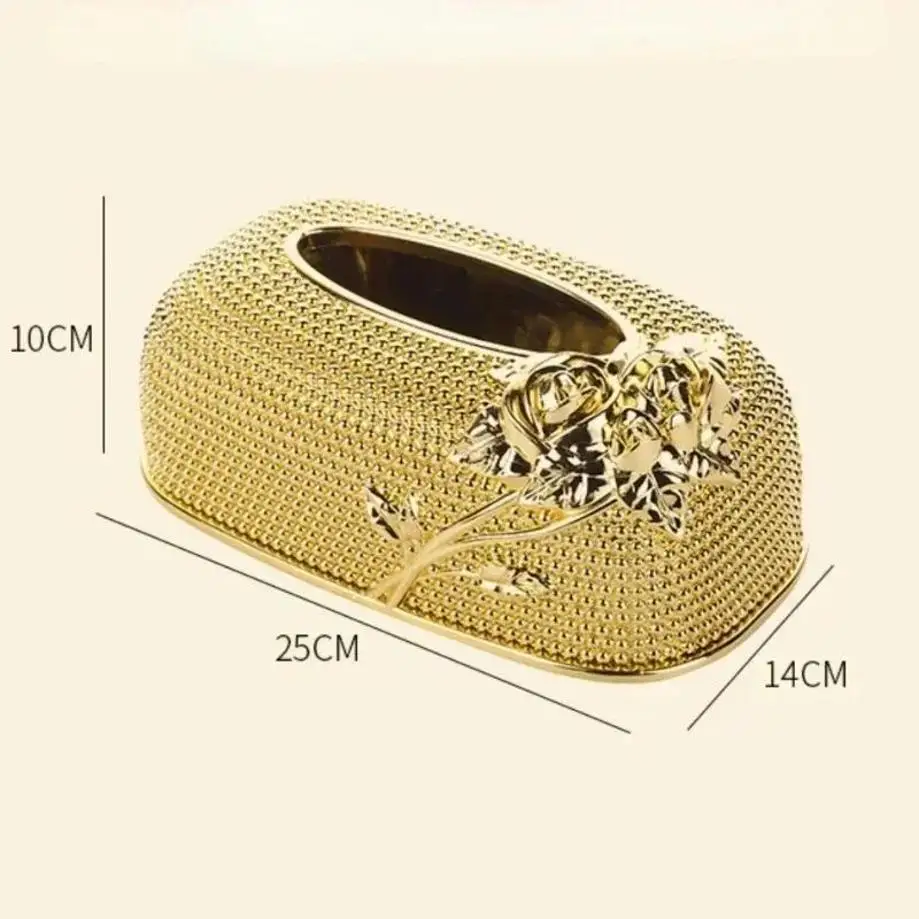 1 Pcs Creative European Style Relief Rose Tissue Box Creative Light Luxury Style Household Desktop Decoration Storage Box