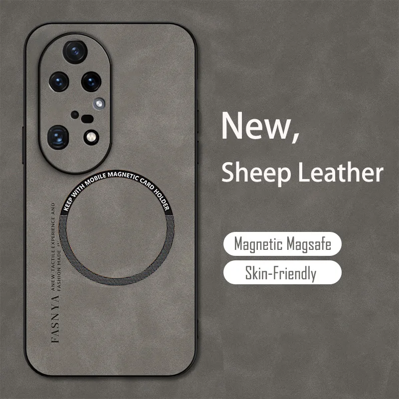 Vintage Sheepskin Magnetic Leather Phone Case Cover with MagSafe Compatibility