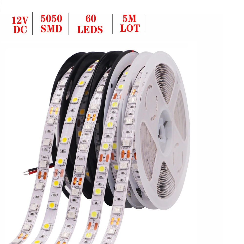 

Гибкая СВЕТОДИОДНАЯ лента SMD 5050, 5 м, 60 светодисветодиодный, s/m, белый/теплый белый/красный/зеленый/желтый/синий/розовый/RGB/UV/RGBW/RGBWW, 12 В постоянного тока