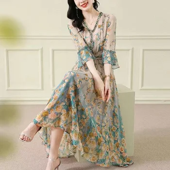 Silk Chiffon Sleeve Long dress 1