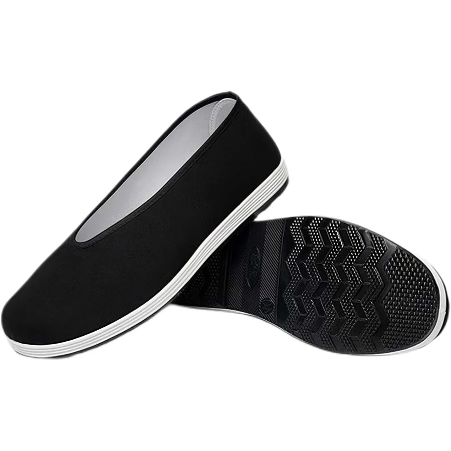 Chinese Traditional Martial Arts Shoes Men Kung Fu Wing Chun Tai-Chi Wushu Black Cloth Old Beijing Casual Shoes Sport Sneaker