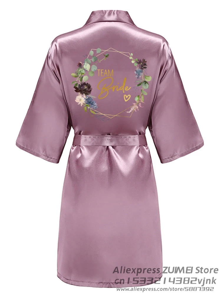 Wedding Satin Dressing Fixed printing EVJF Print Gown Personalized Bride Team Bathobe Bridal Party Bridesmaid Robes women dress women sleepwear bride robes silk robe sleepwear pajamas