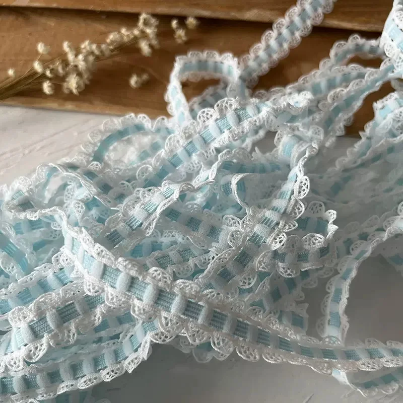 Lace Accessories 1 Meter Blue Series Lace Ribbon Handmade Diy Decorative Skirt Hem Clothing Accessories Pleated Ruffles Wide
