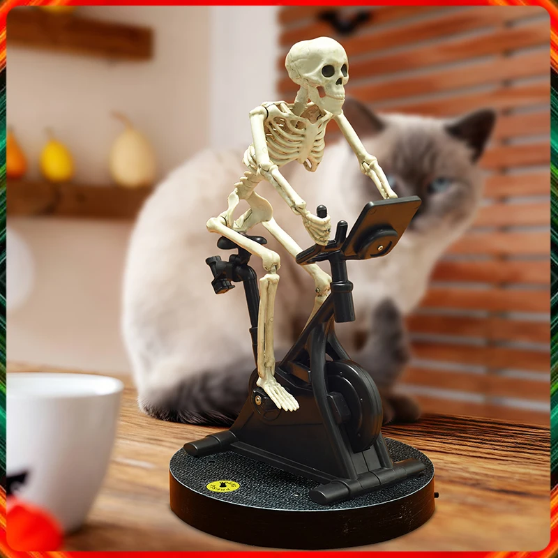 Animated Skeleton Riding Bike Halloween Prop - Moving Decoration With Lights And Spooky Sounds