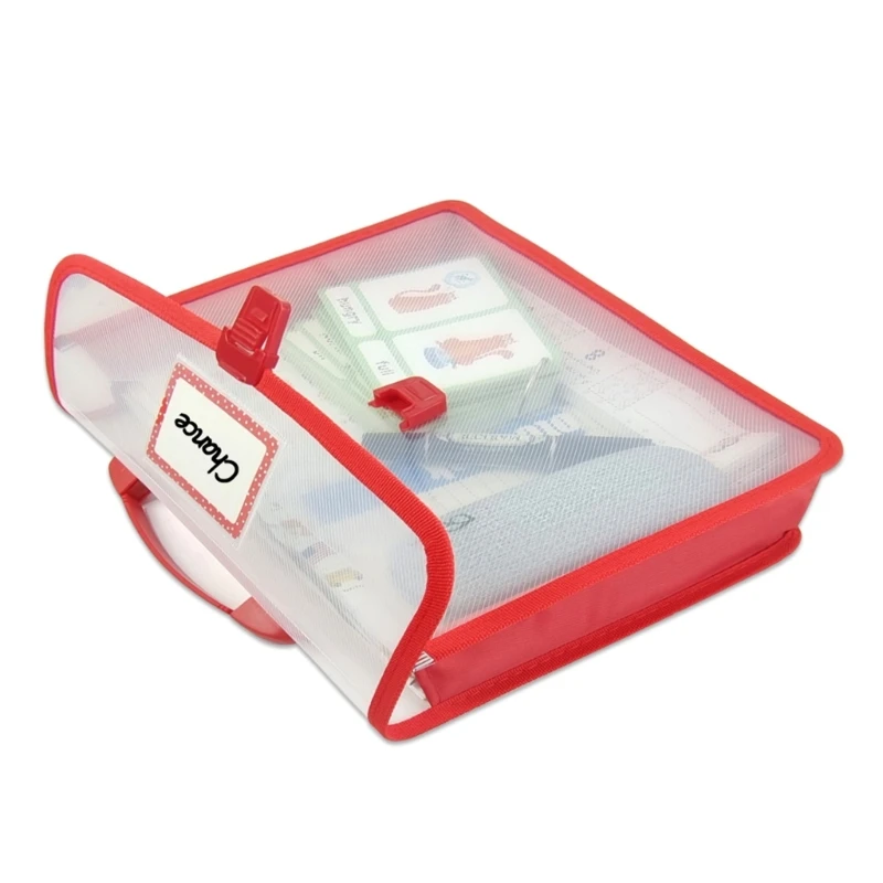 F3MA Portable File Storage Bag Clear Label Window Handheld Book Bag 31x5.5x23cm Transparent File Case for Students Teacher