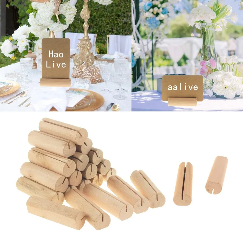 

20pcs Wooden Place Card Holders Rustic Wedding Photo Postcard Clip Stand Engagement Birthday Party Table Number Name Sign Clip