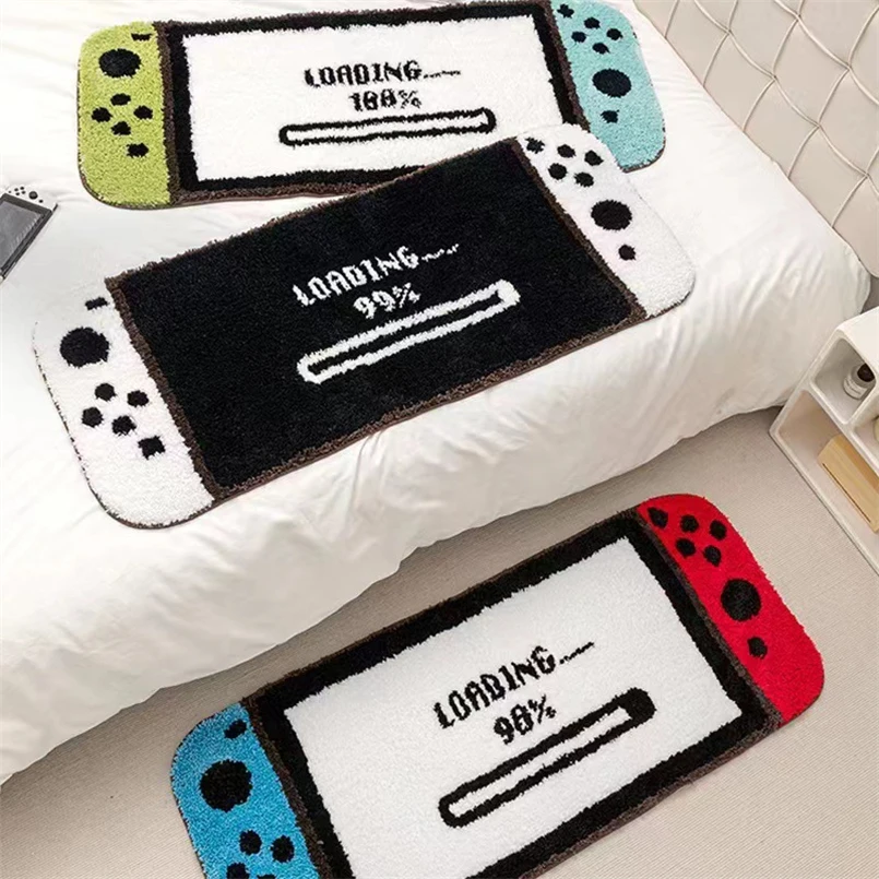 

Cartoon Game Machine Pattern Flocking Sofa Carpet Simple Square Letter Stripe Bedside Blanket Bathroom Absorbent Non-Slip Mat