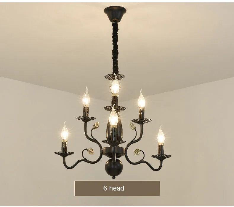 2022 American European retro black wrought iron candle light 6 arm 16 head large chandelier living room dining room chandelier outdoor pendant lighting