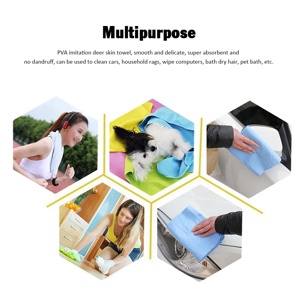 30*20cm Car Wash Cloth Cleaning Microfiber High Absorbent Wipes Quick-drying Towel Synthetic Deerskin PVA Chamois Cham