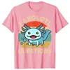 Cute I AXOLOTL QUESTIONS Letter Print Boys Creative T-shirt Casual Comfy Short Sleeve Crew Neck Tops Kids Clothings for Summer 3