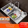 Nano 304 Stainless Steel Sink Waterfall Large Single Slot Kitchen Sink Vegetable Stainless Steel Household Sink 1