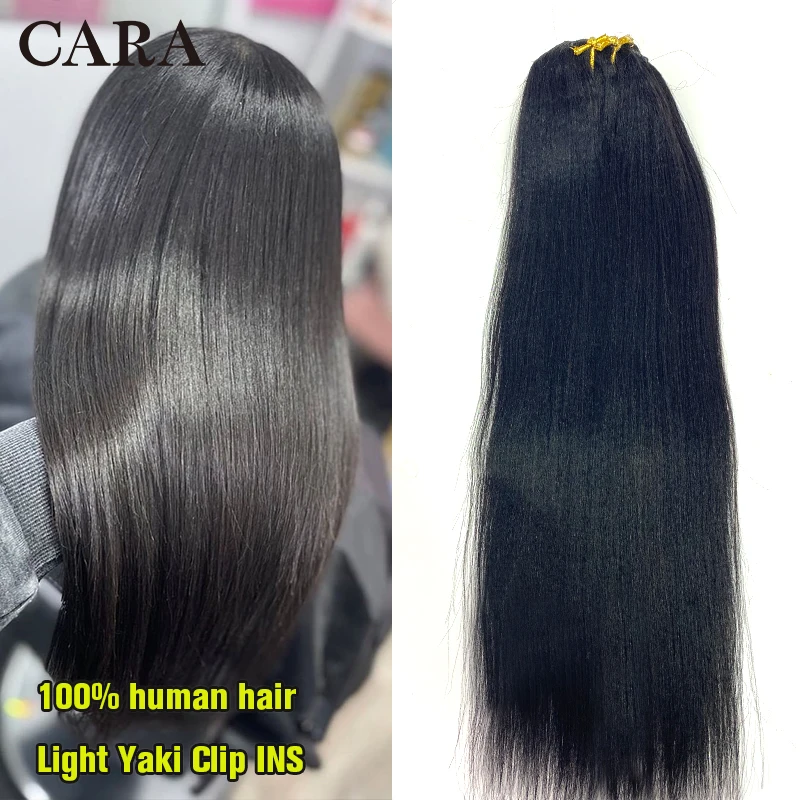 

Yaki Straight Coarse Clip In Hair Extensions Human Hair Italian Yaki Clip Ins Full Head Sets Light Yaki Striaght Hair Extensions