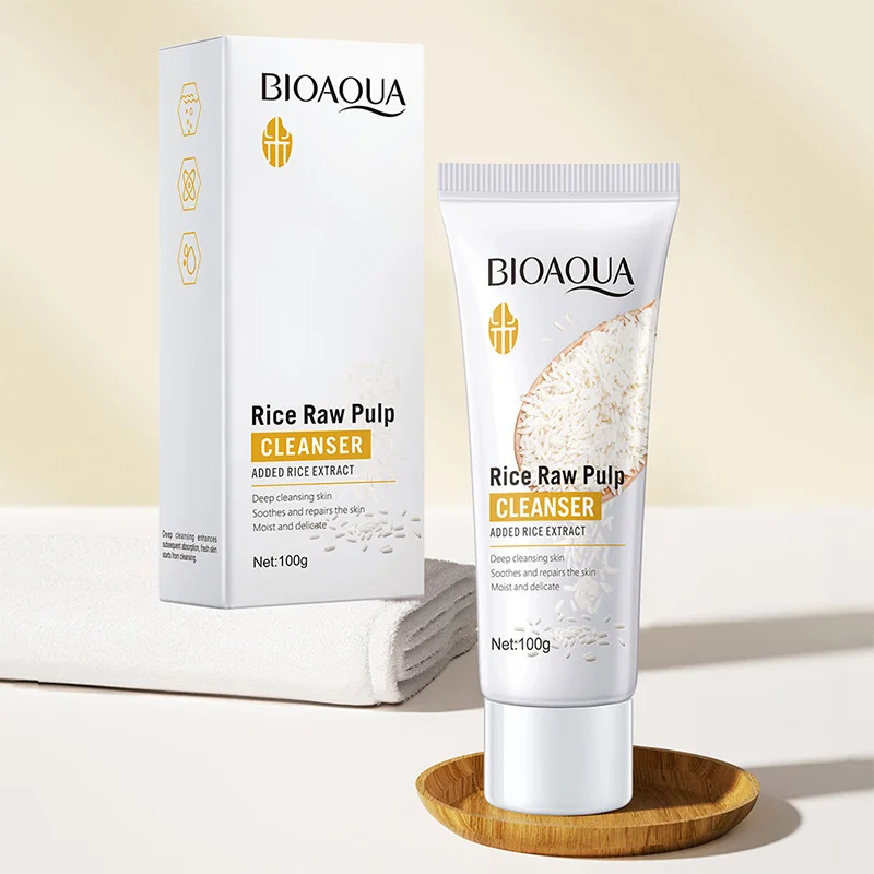 Rice Raw Pulp Cleanser facial cleanser facial cleansing products Facial Scrub Foam Remove Blackhead Face Beauty Moisturizing Shrink Pores Deep Clean Oil Control