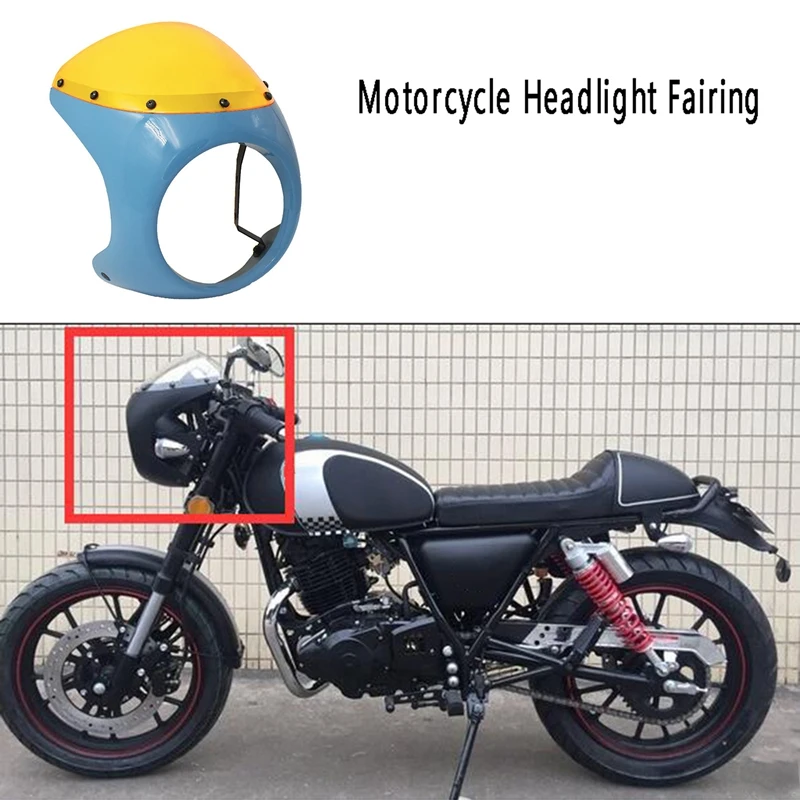 

Motorcycle Headlight Fairing Wind Screen Cover Retro Cafe Racer 7 Inch Headlight Fairing