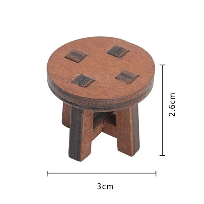 Mini sgabello in legno per casa delle bambole in scala 1/12