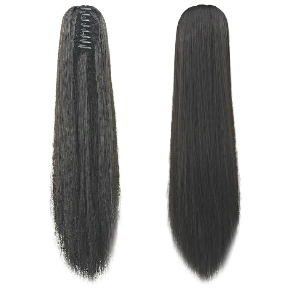 Synthetic Fiber Claw Clip-in Ponytail Wig Long Straight Hair Extension Hairpiece