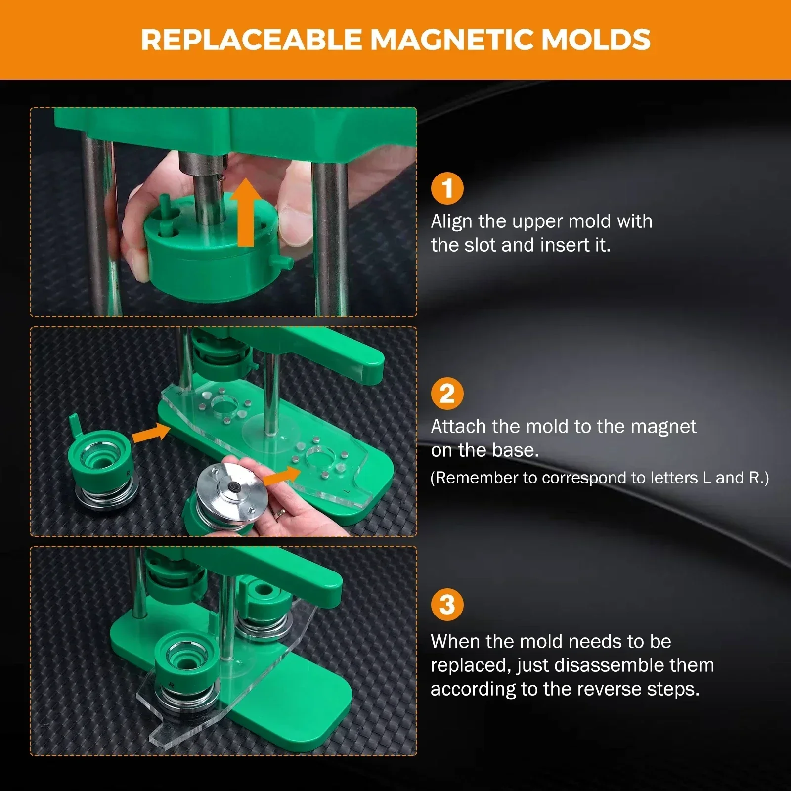 DIY Button Maker 25mm / 32mm / 44mm 58mm Badge Making Machine with Absorbable Molds 100PCS Button Parts + Paper Circle Cutter